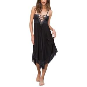 FREE PEOPLE x HAH Reversible Dress XS LaceUp Cottage Regencycore Witchy Goth NWT